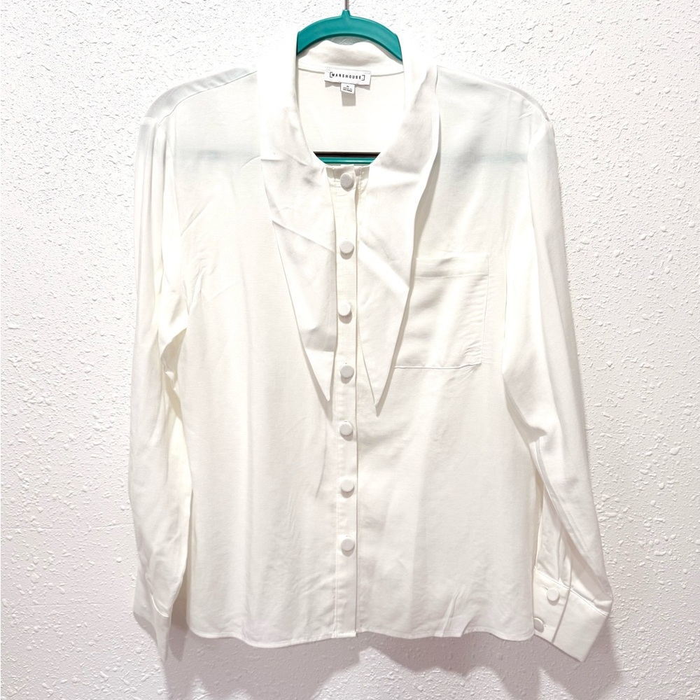 Warehouse dress up Ivory Button-Down Shirt 8‎